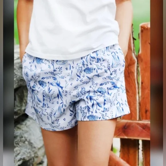 Kiel James Patrick Nautical Chinoiserie Linen Blend Shorts Size 10 - Picture 1 of 6